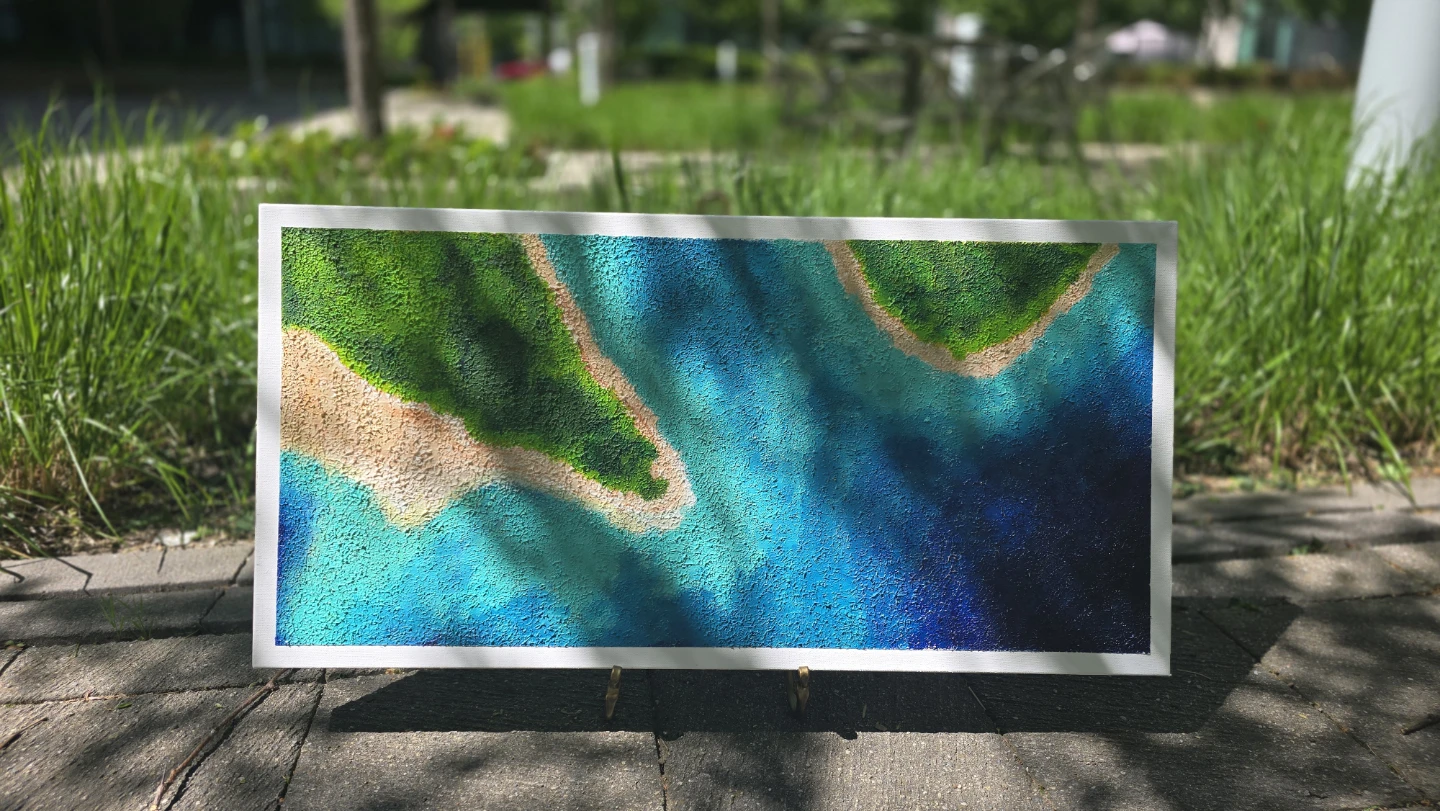 Textured Abstract Island & Ocean Painting