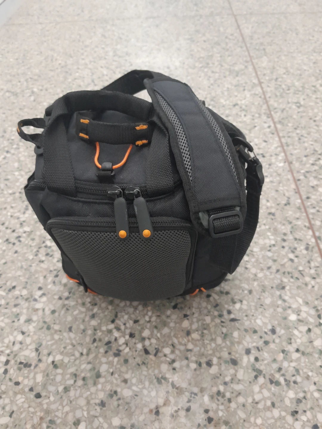 Black Lunch Bag with Orange Accents 3L