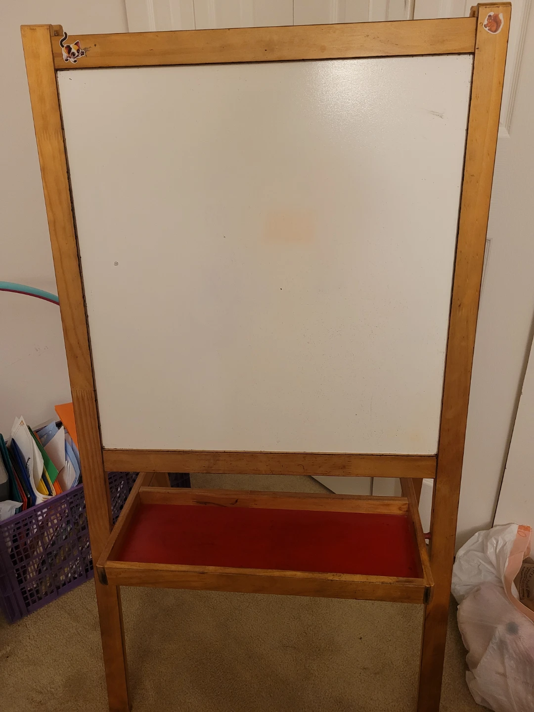 Wooden Easel with Whiteboard and Chalkboard