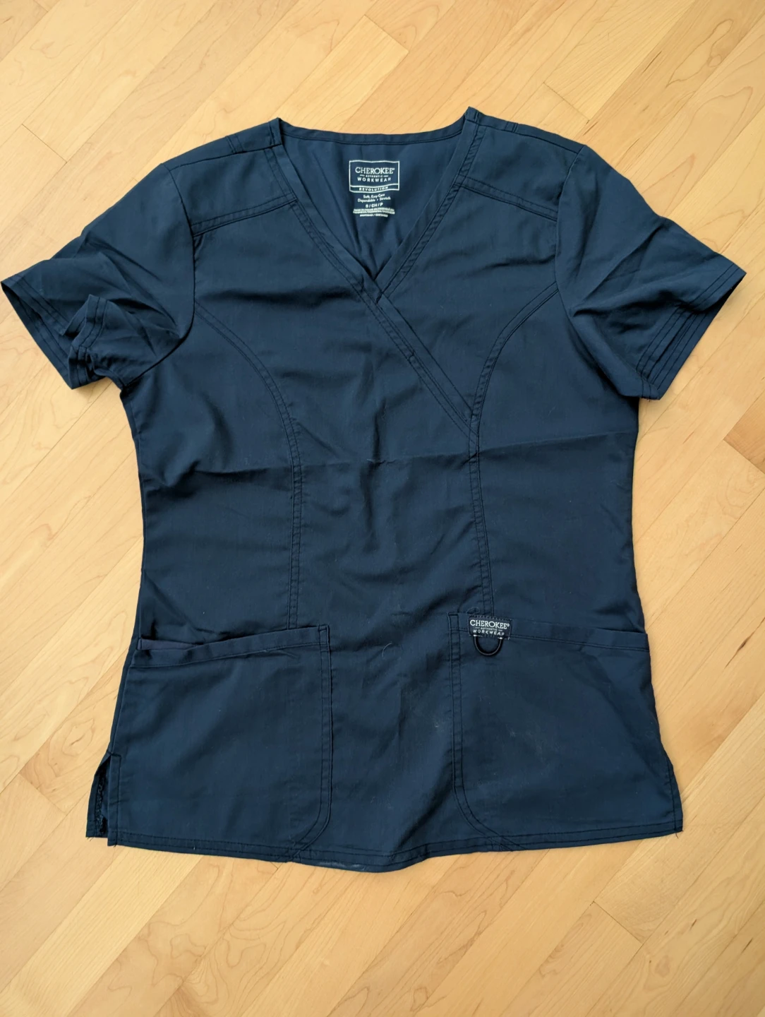 3 Cherokee Workwear Navy Blue Scrub Tops - photo 2