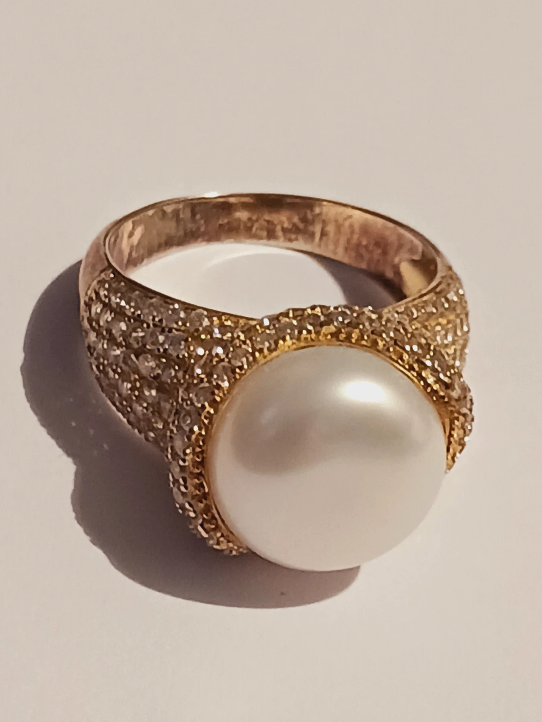 Gorgeous Gold Overlay Sterling Silver Freshwater Pearl Ring. 8.5 - photo 3