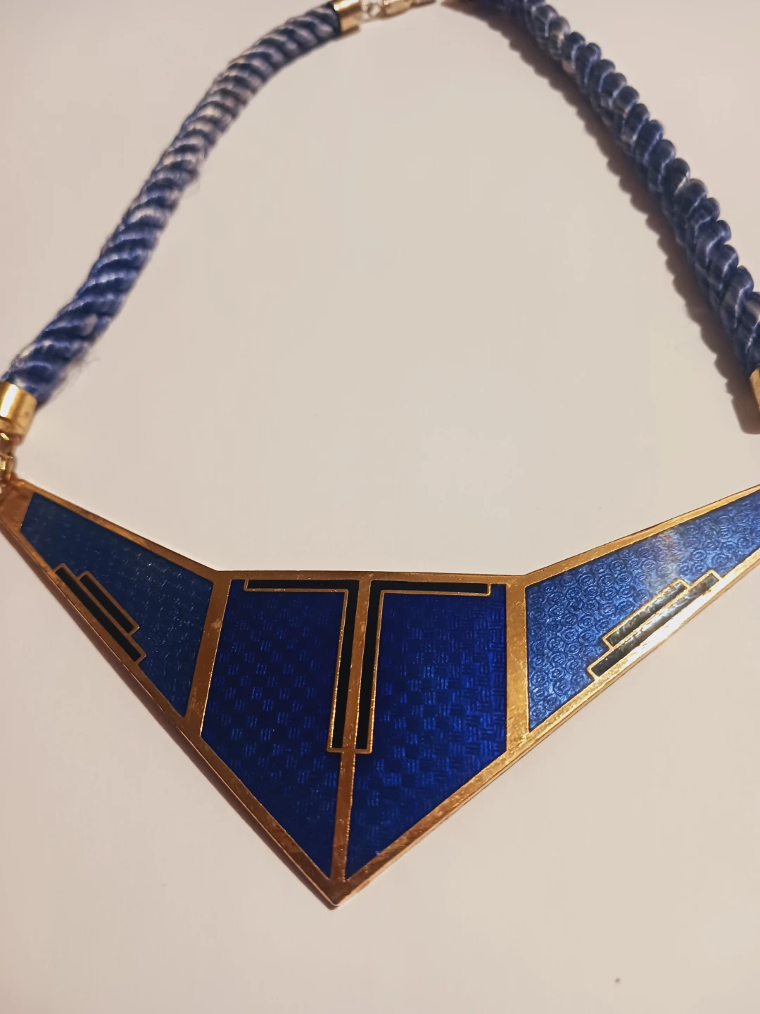 Striking Necklace with Bold Geometric Blue Enamel Pendant - photo 3