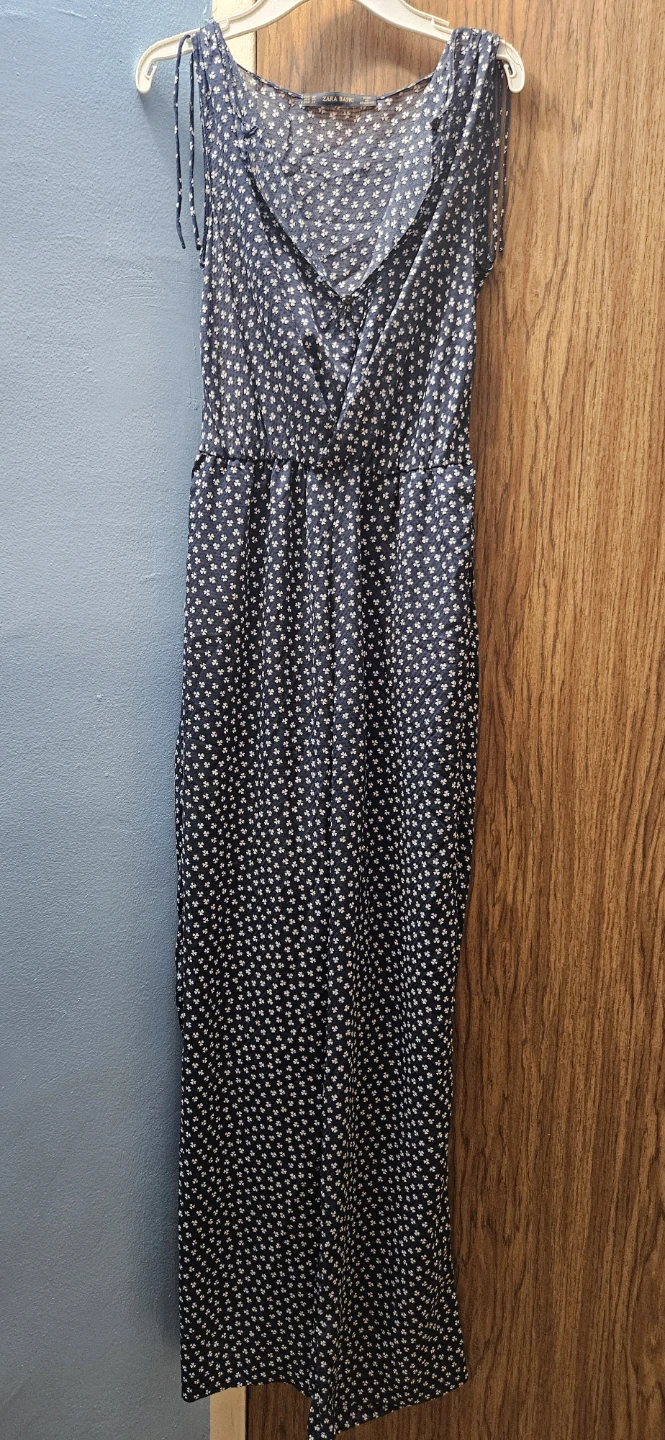 Zara Basic Navy Floral Jumpsuit