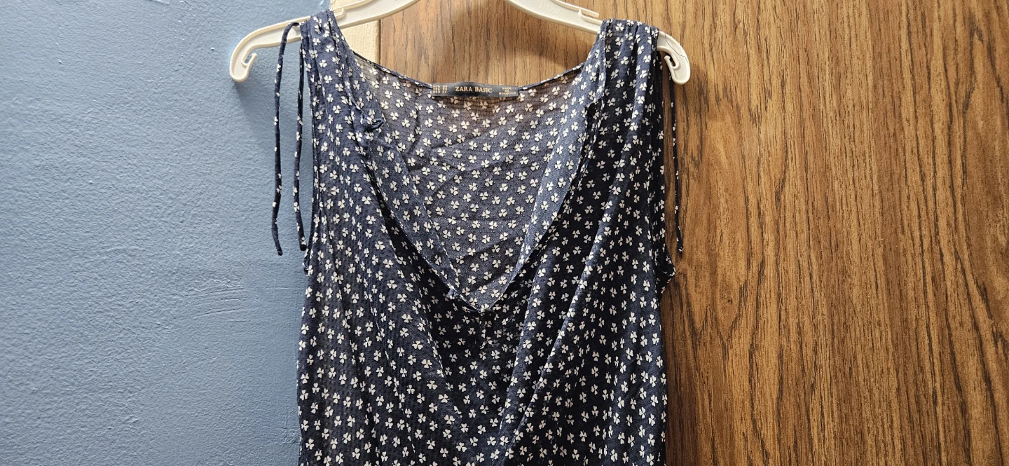 Zara Basic Navy Floral Jumpsuit - photo 3