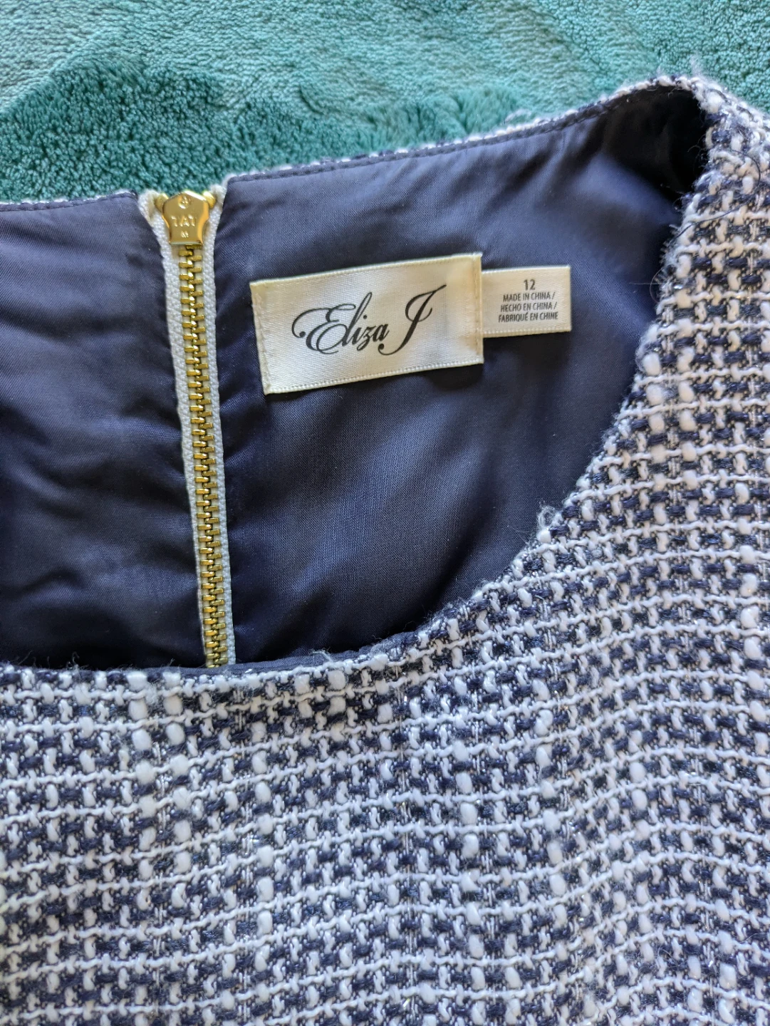 Eliza J Navy & White Tweed Dress - Size 12 - photo 2