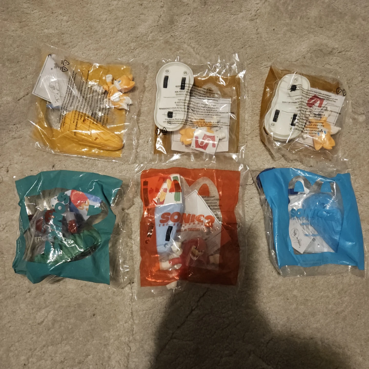 Sonic the hedgehog 2 McDonald's Happy Meal Toys set of 6