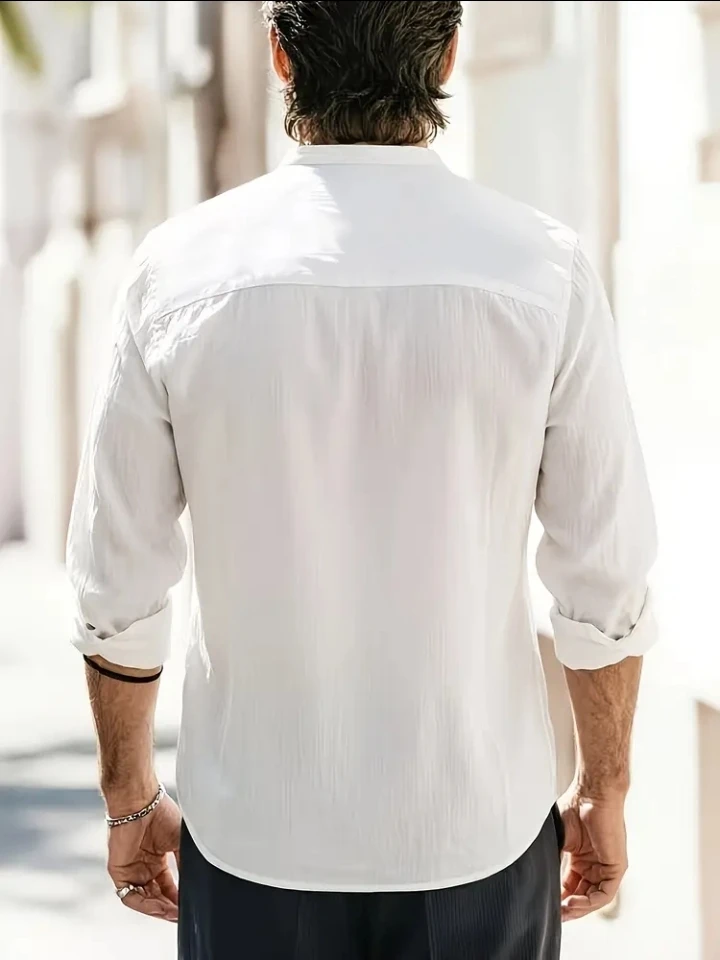 Men's White Band Collar Shirt - 1XL and 4XL - photo 2