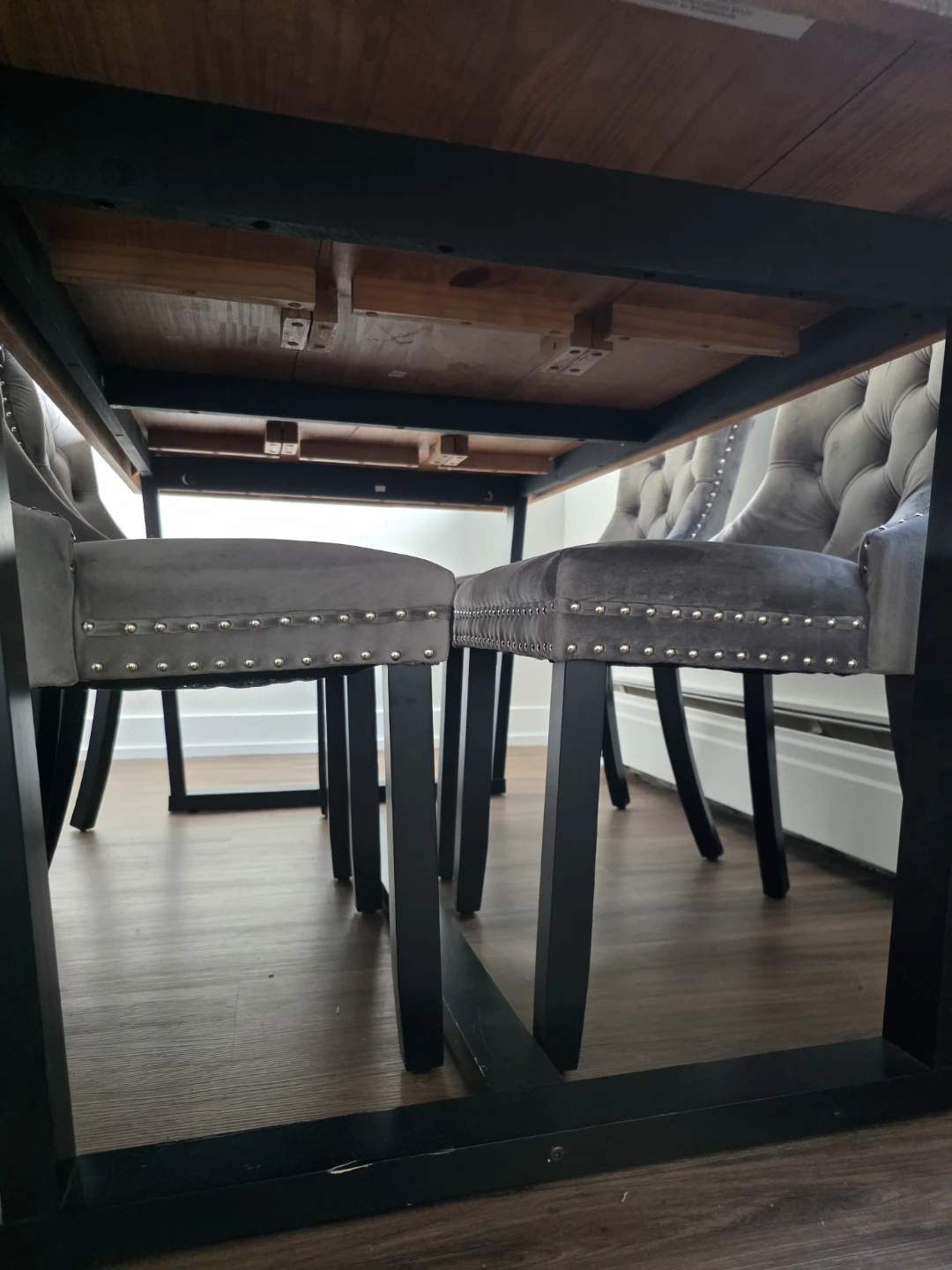 Velvet Chairs with Real Wood Dinning Table