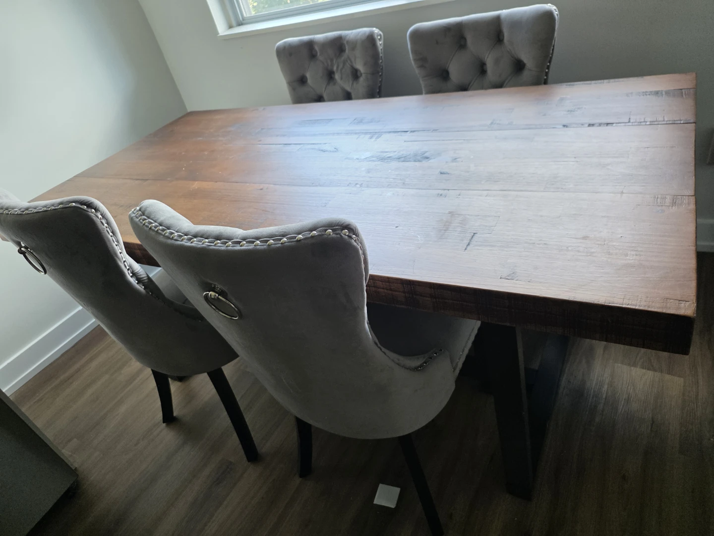 Velvet Chairs with Real Wood Dinning Table - photo 2