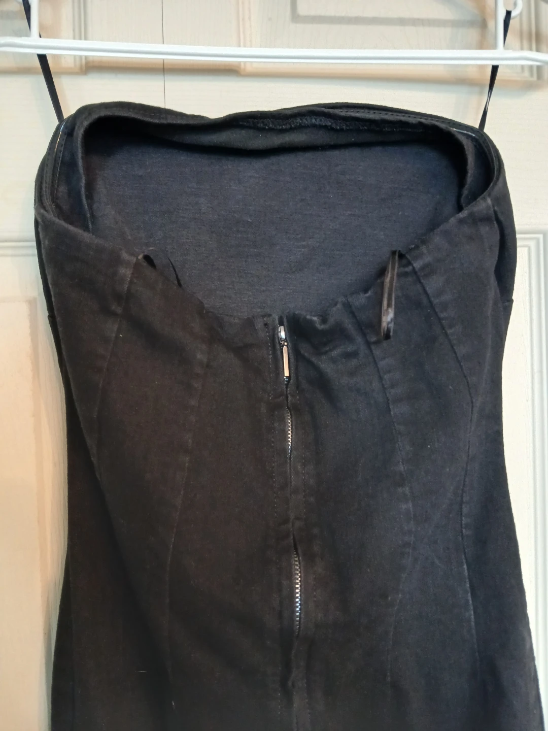 Zara denim black maxi strapless dress, size S - photo 5