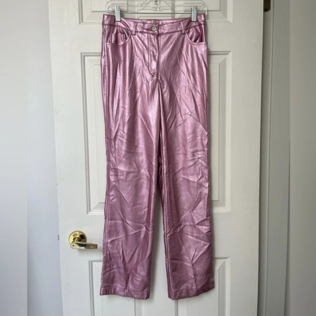Rachel Zoe Pink Metallic Vegan Leather Pants ⚽️ - photo 2