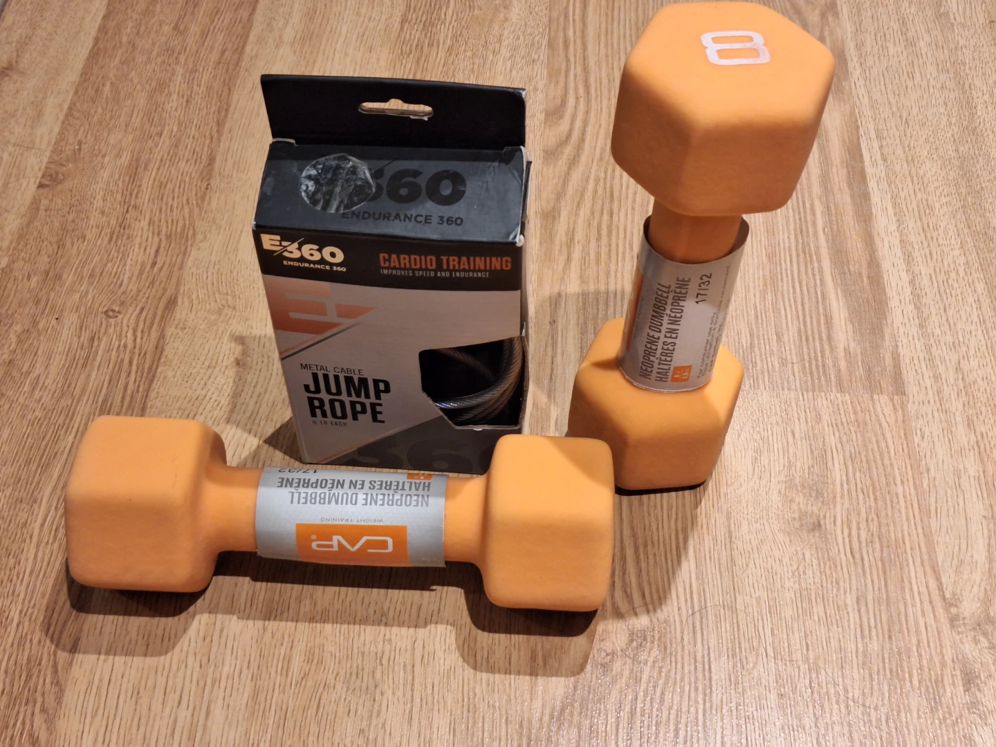 8lbs Dumbells and jumping rope ⚽