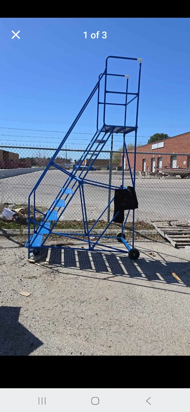 Blue Rolling Ladder with Platform - photo 2