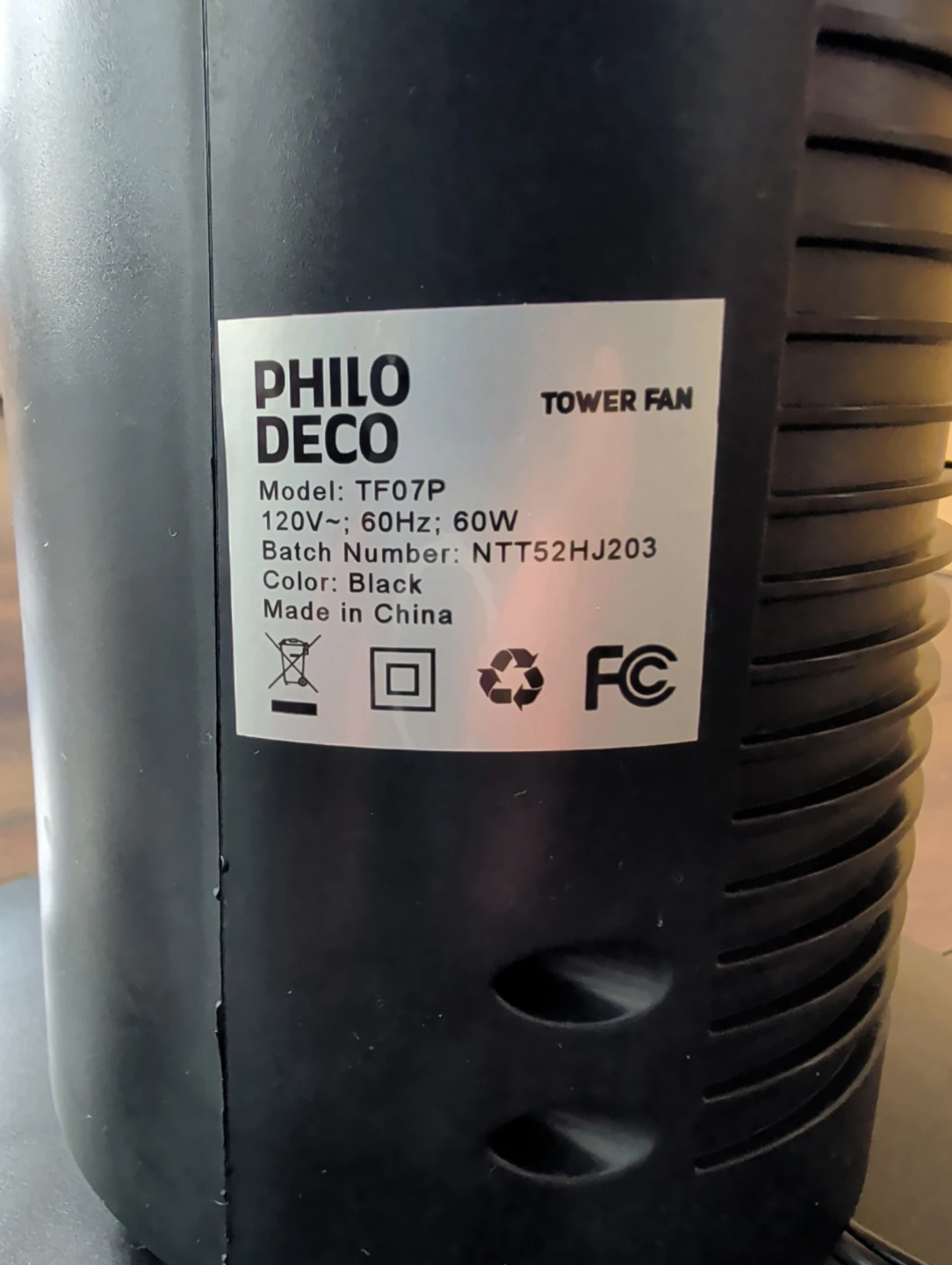 Philo Deco Black Tower Fan TF07P - photo 3