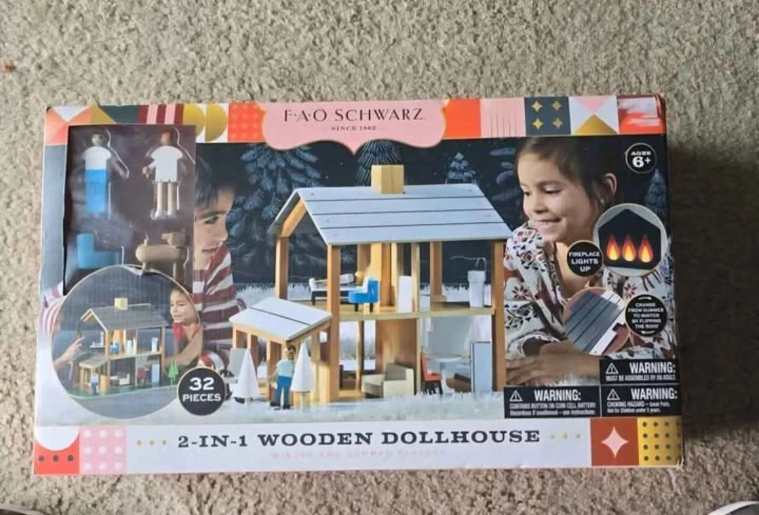 FAO Schwarz 2-in-1 Wooden Dollhouse