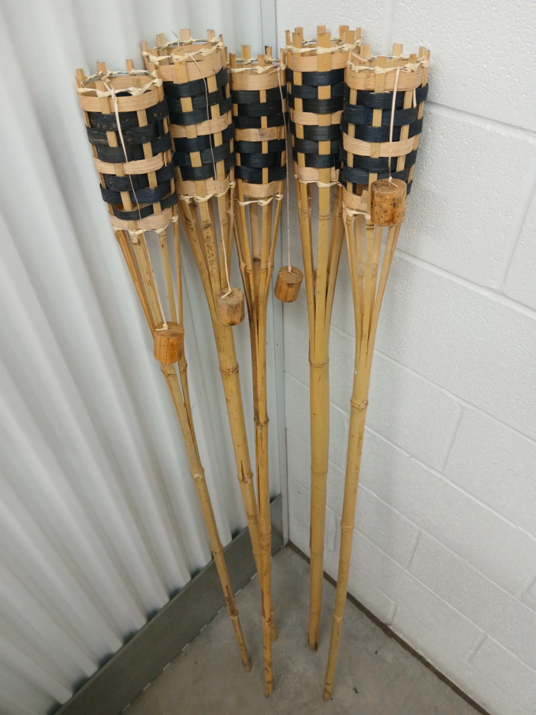 Set of 5 Bamboo Tiki Torches
