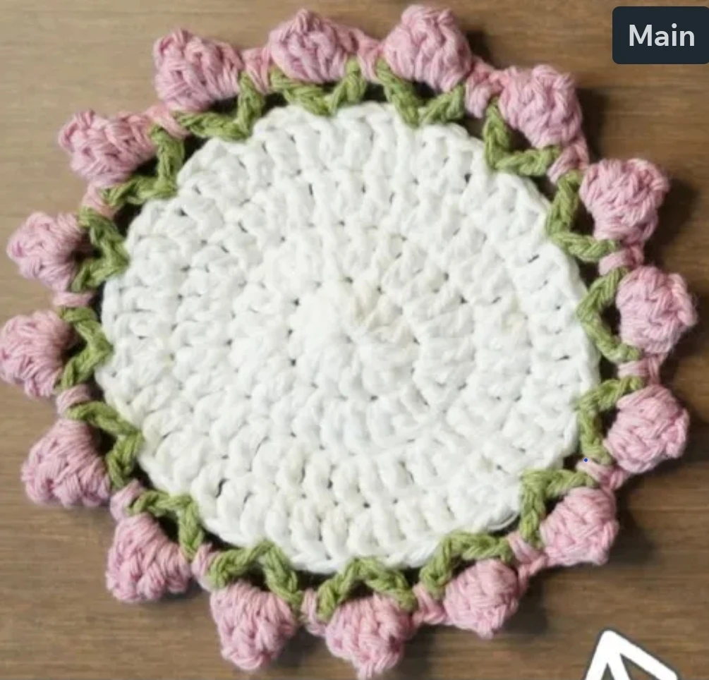 SET OF 4 Pink Flower Coasters