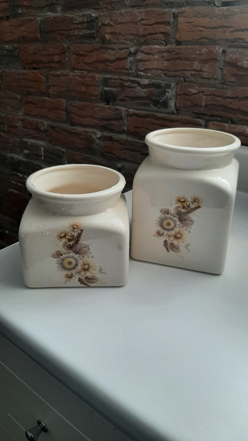 Vintage Ceramic Canister Set with Floral Design