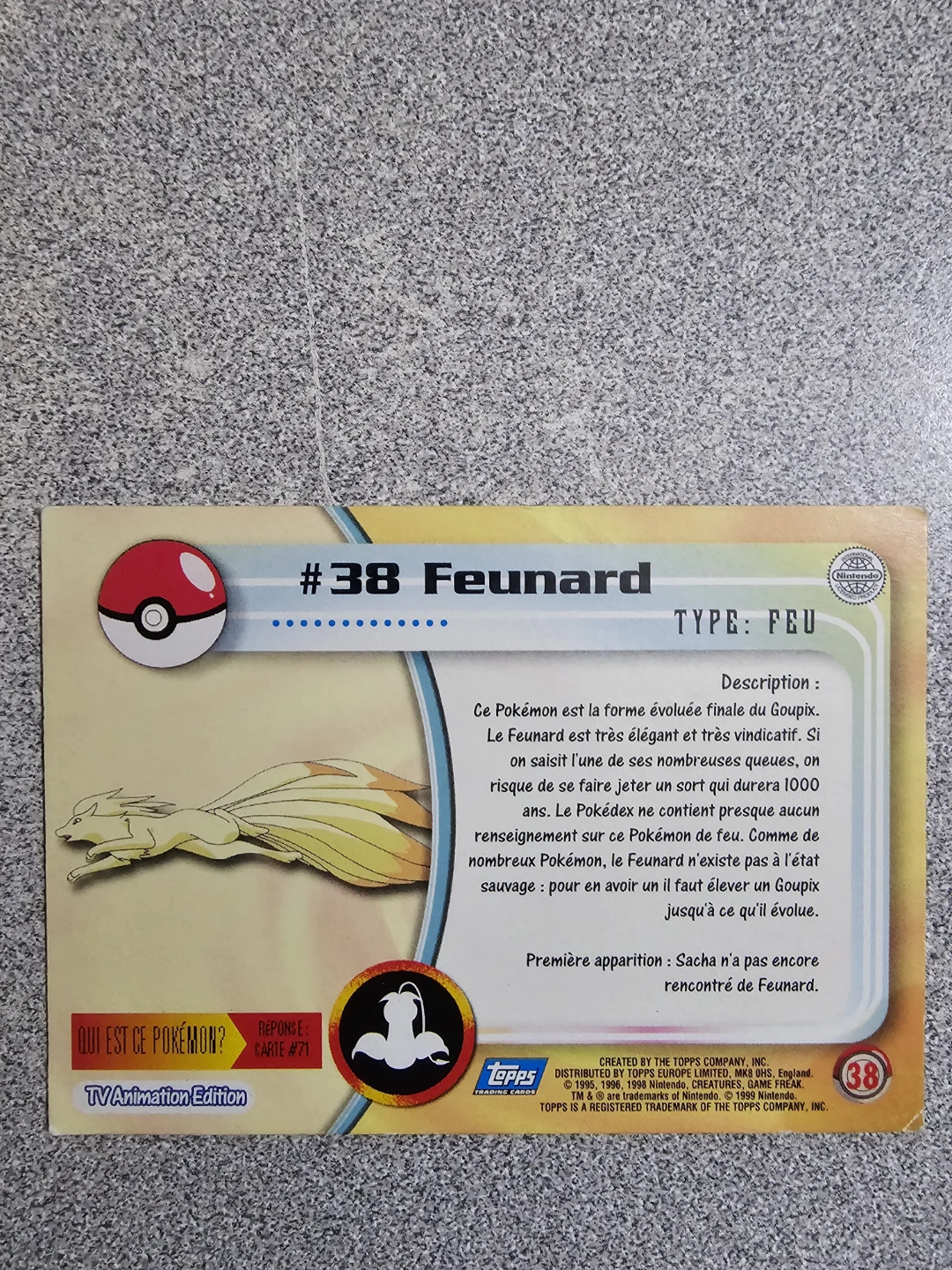 Pokemon #38 Ninetales Trading Card - photo 2