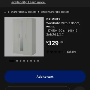 IKEA BRIMNES Wardrobe with 3 doors, white