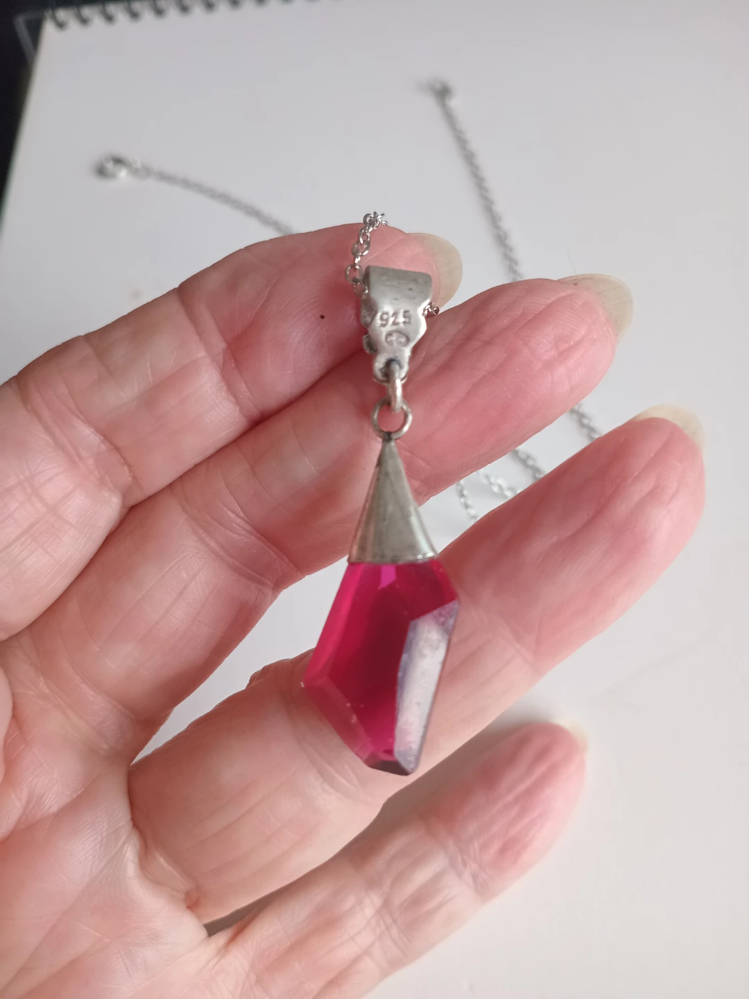 925 Sterling Silver Gemstone Pendant Necklace - photo 2