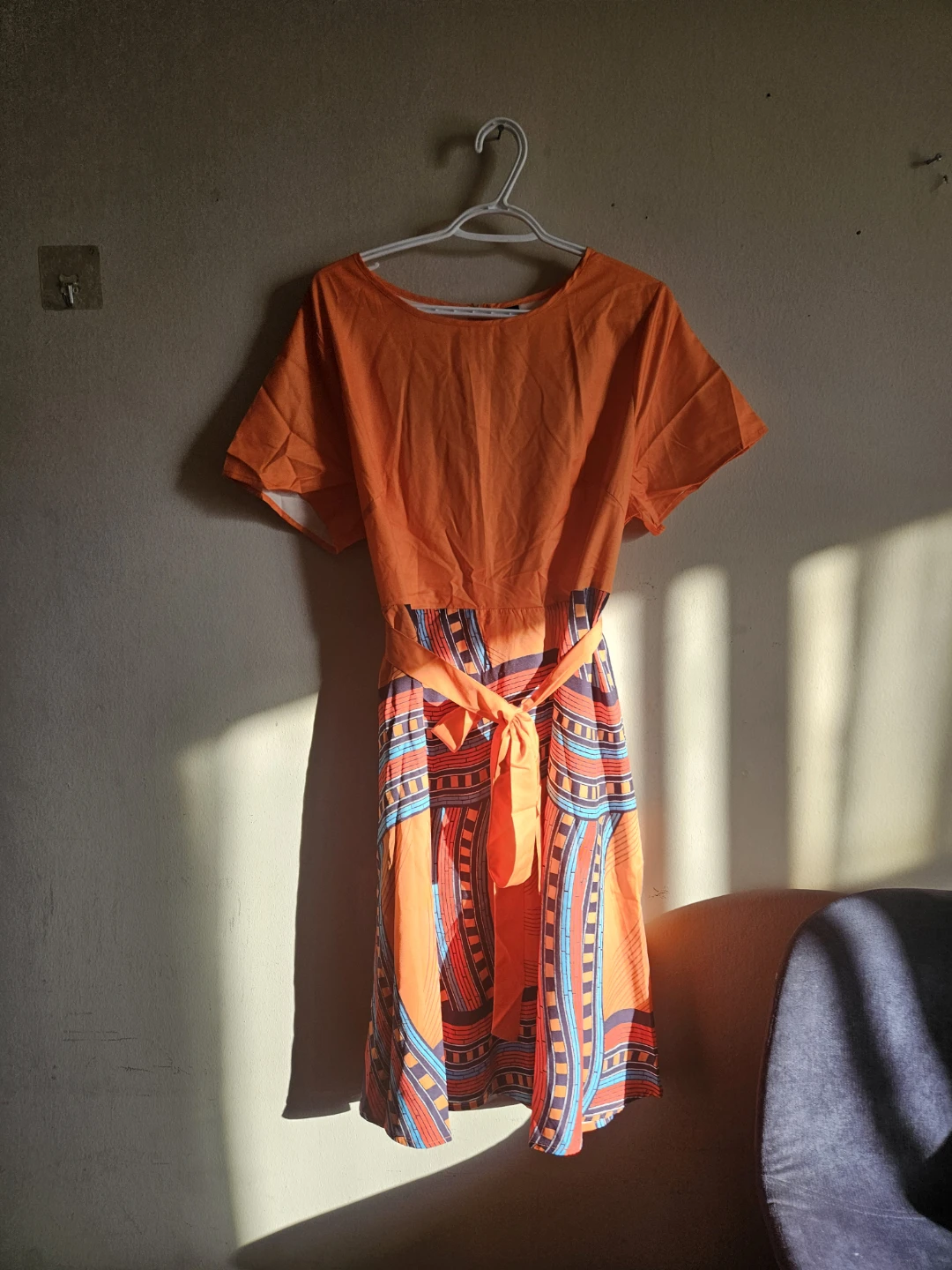 Orange patterned midi dress - photo 3