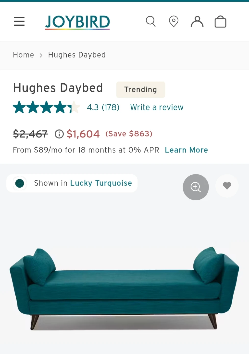 EUC Joybird Hughes Daybed - Light Grey - photo 5