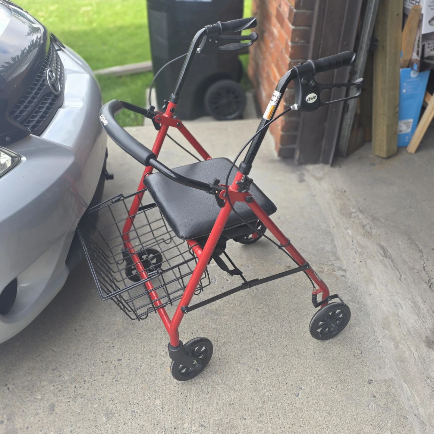 Drive Medical Red Walker with Basket