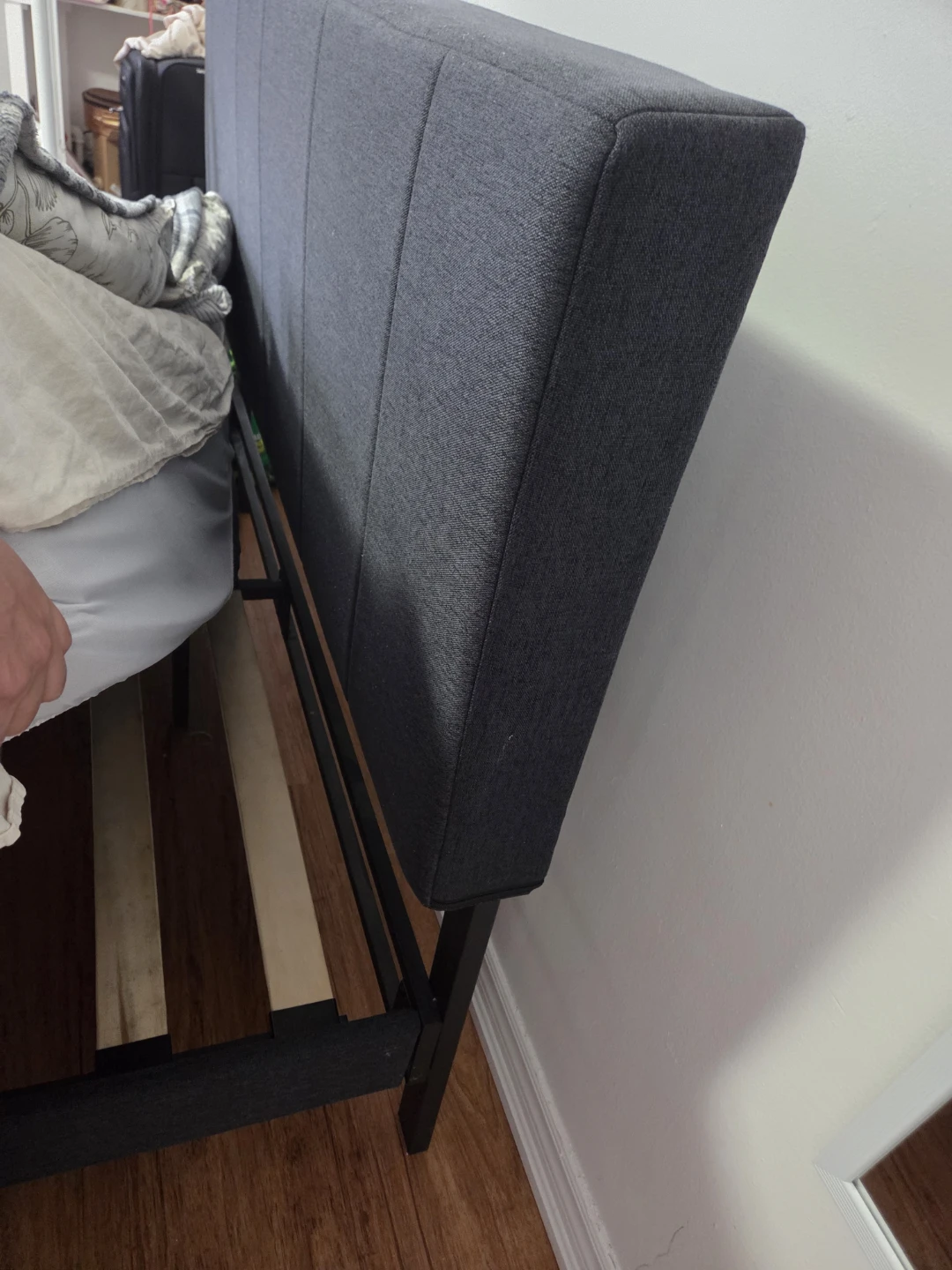 Grey Upholstered Headboard and Bed Frame - photo 3