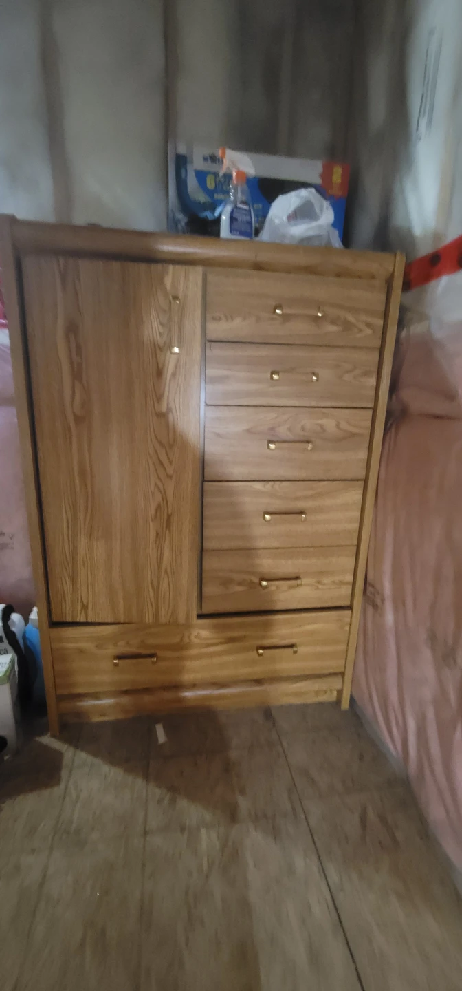 Wooden Dresser with Cabinet and Drawers