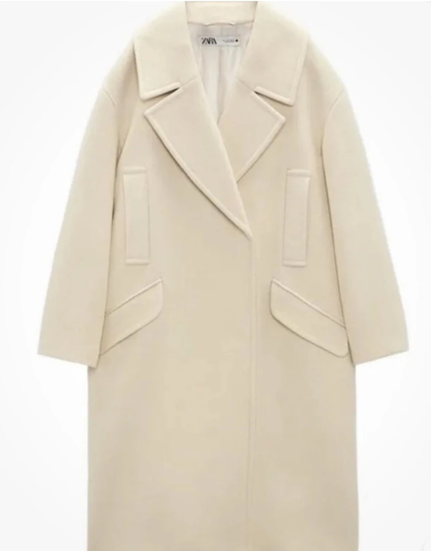 ZARA Wool Blend Coat - Cream