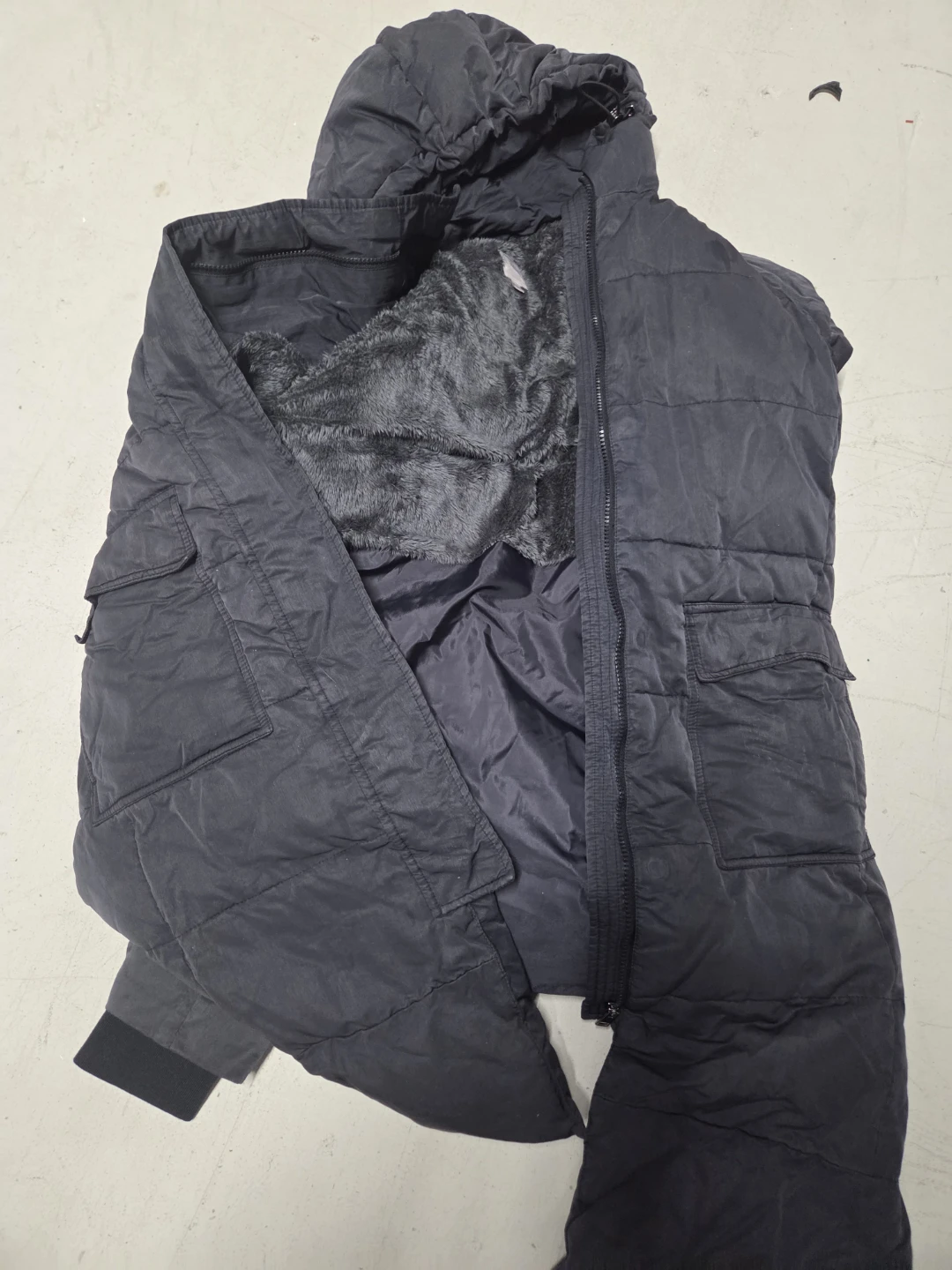 Black Puffer Parka with Fleece Lining - photo 2