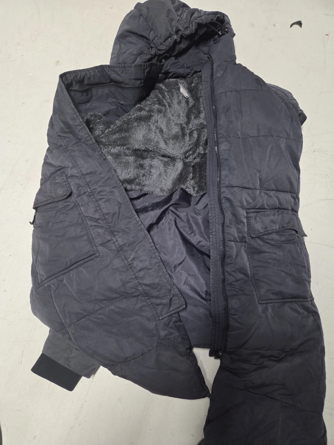 Black Puffer Parka with Fleece Lining - photo 3