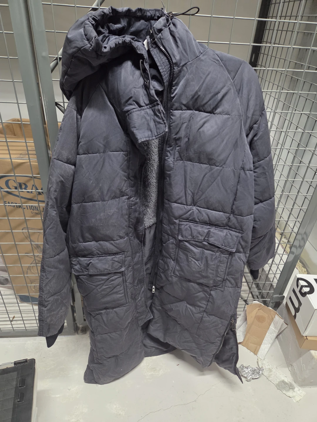 Black Puffer Parka with Fleece Lining - photo 4