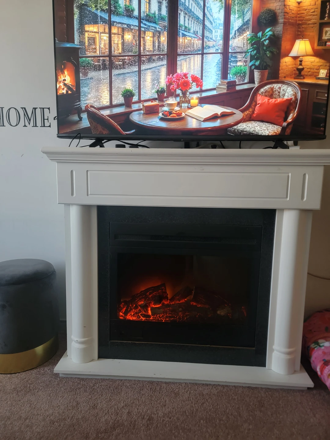 Electric Fireplace with Mantel