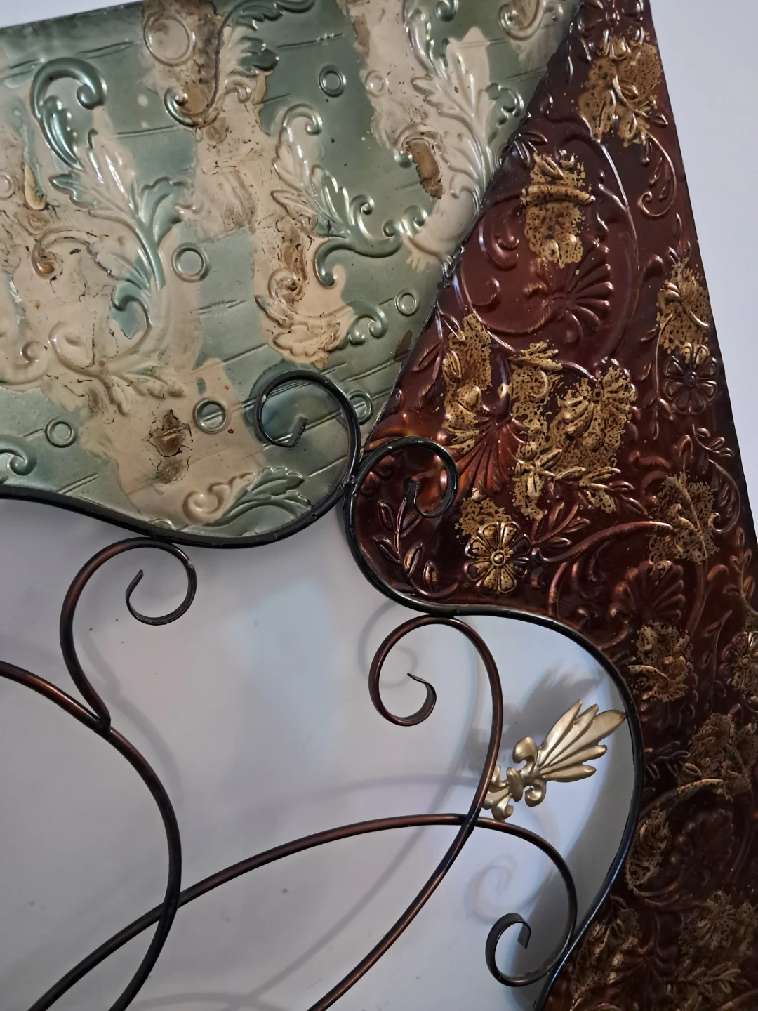 HUGE 60X36in Metal Wall Art with Floral and Scroll Design - photo 3