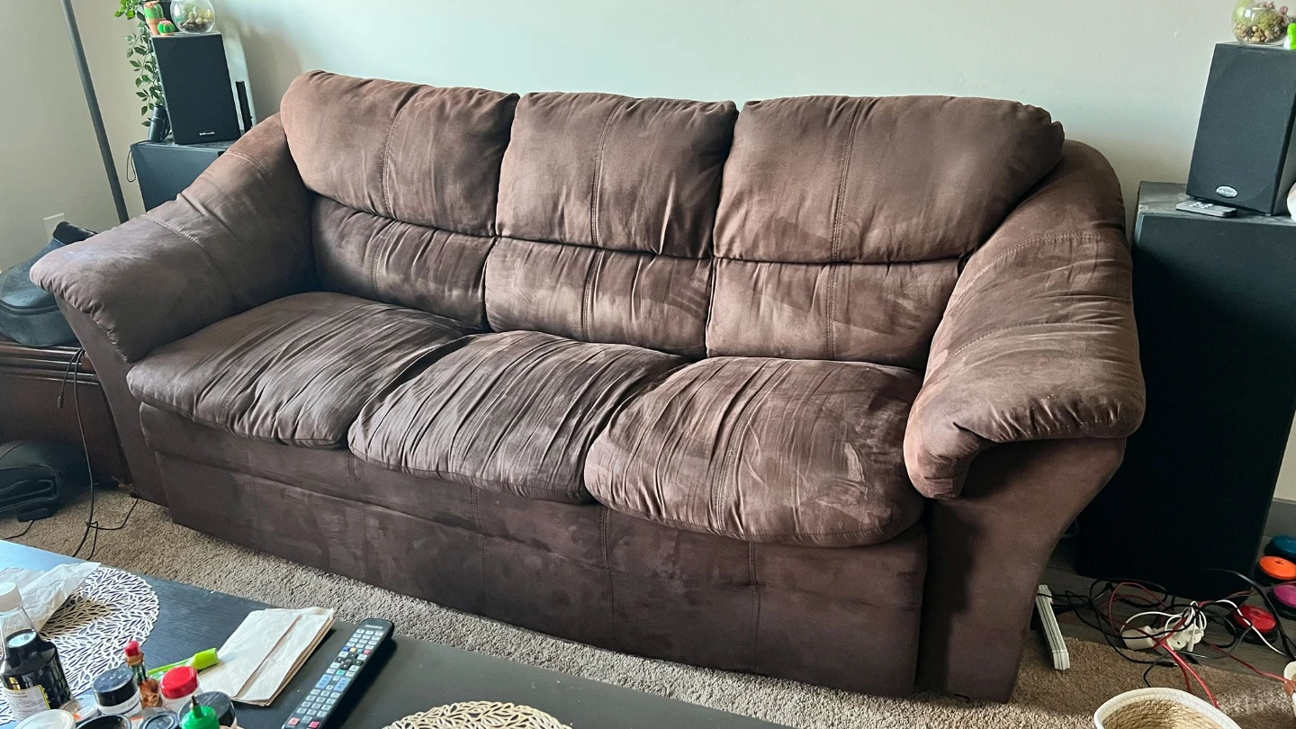 Brown Suede Sofa - $200 OBO - You Haul