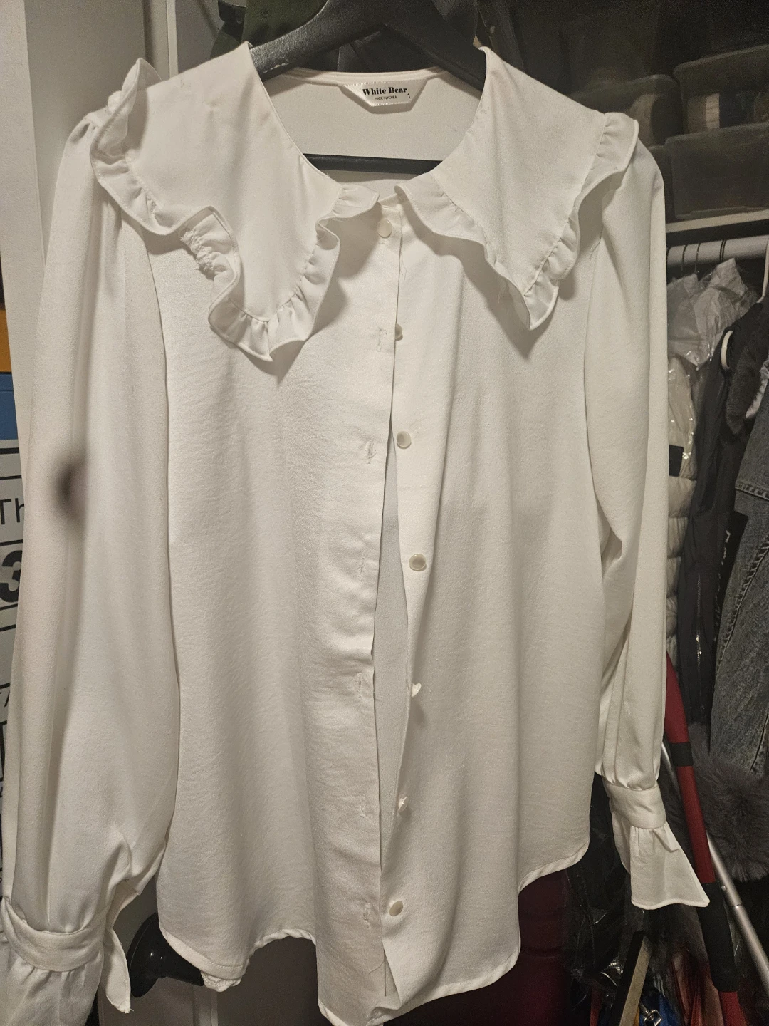 White Bear White Ruffle Collar Blouse - photo 2