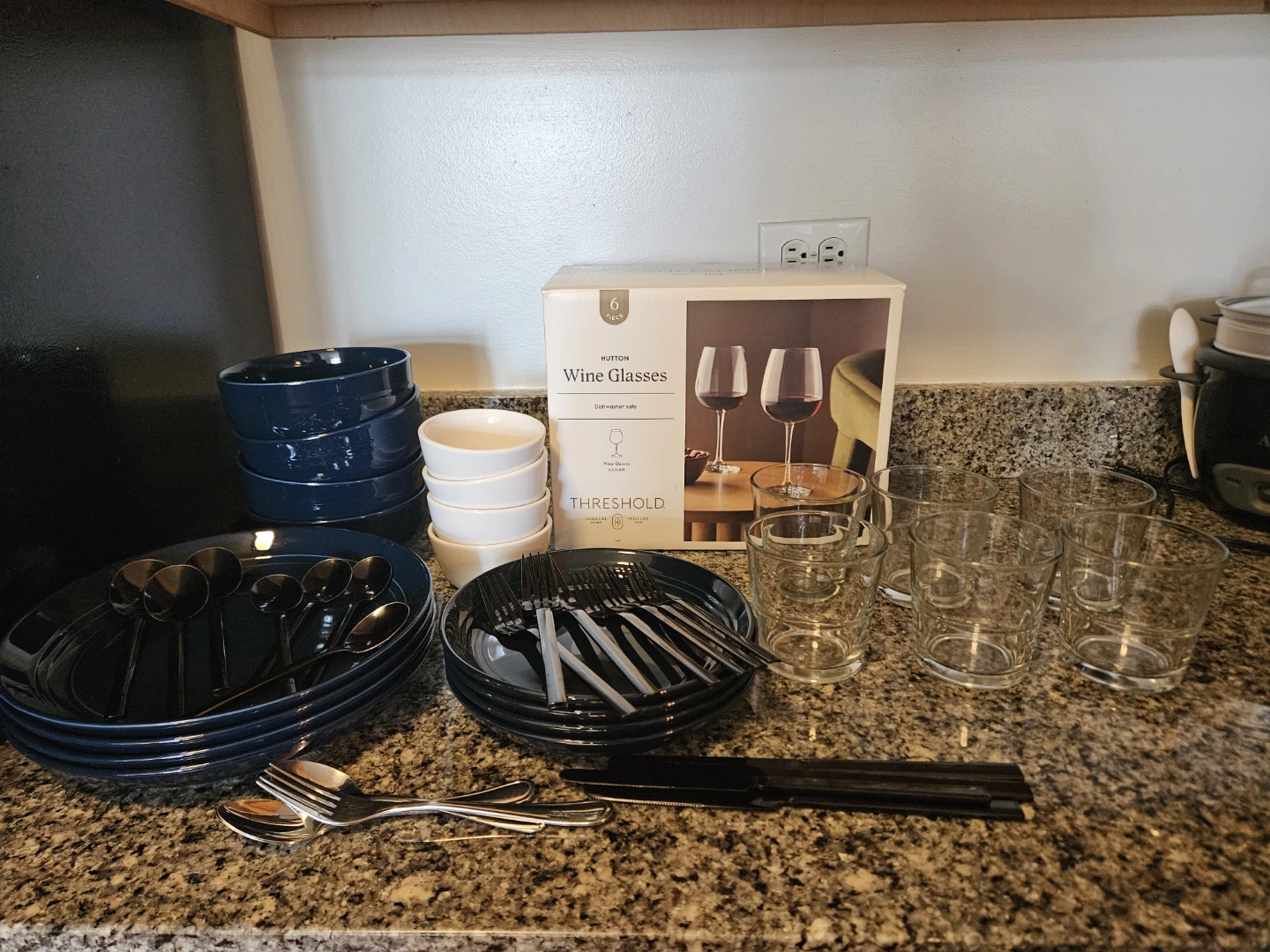 Set of plates, bowls, glasses