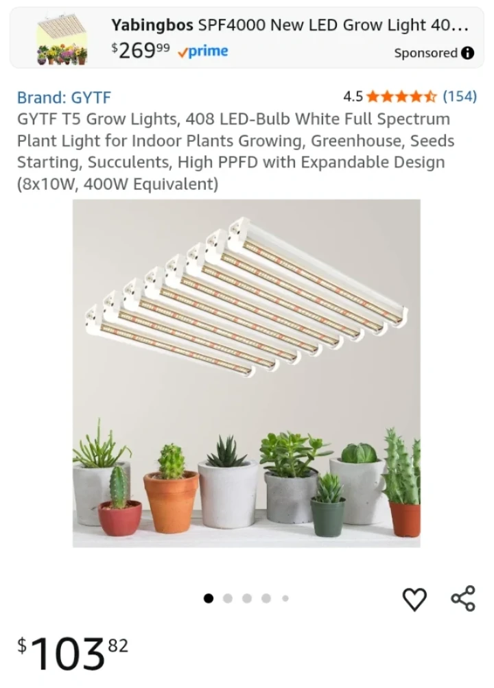 GYTF T5 LED Grow Light - White Full Spectrum Plant Light