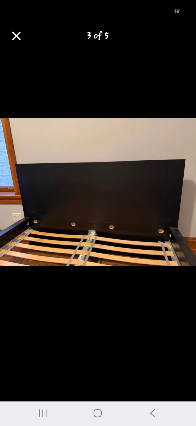 Black Platform Bed Frame with Slats