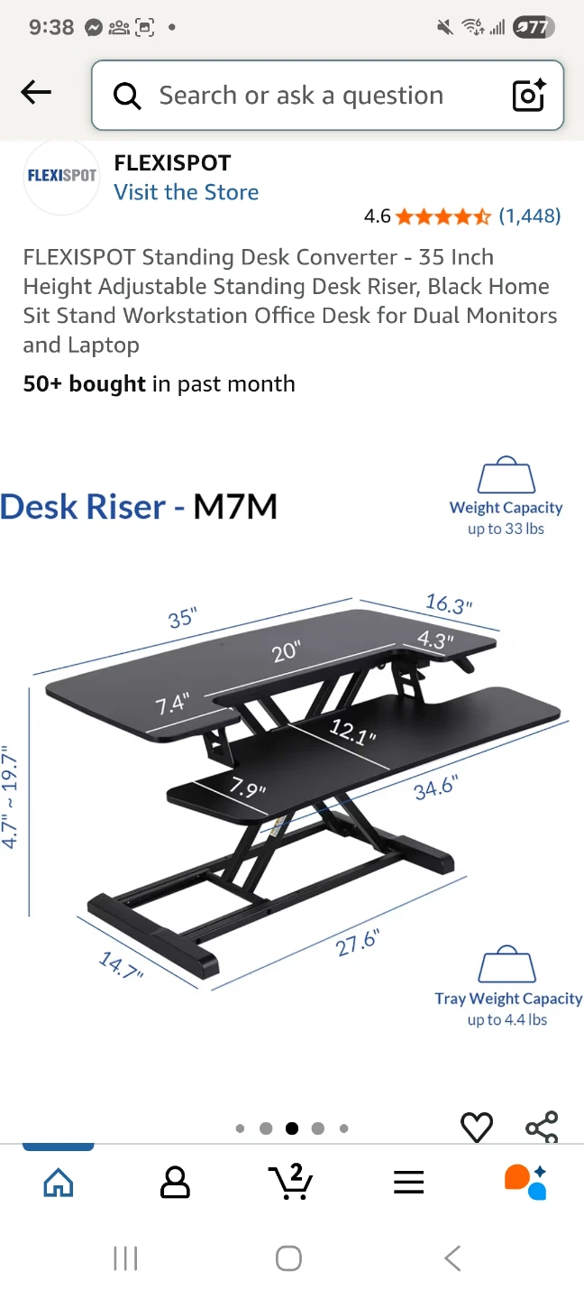 FLEXISPOT Standing Desk Converter - 35 Inch - photo 3