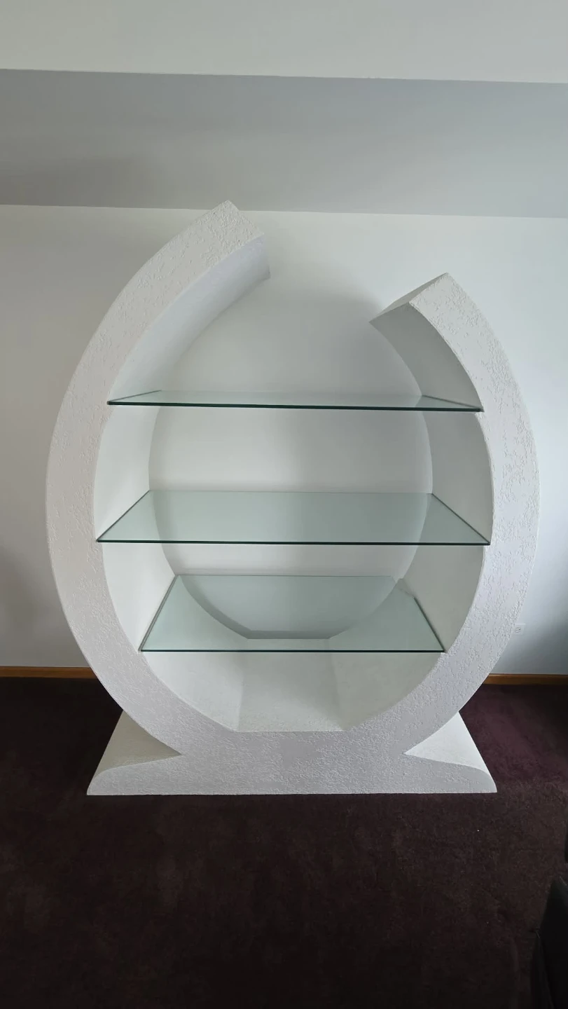 Unique Antique Postmodern Etagere with Glass Shelves