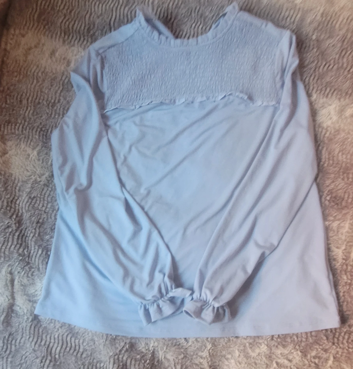 Light Blue Smocked Blouse