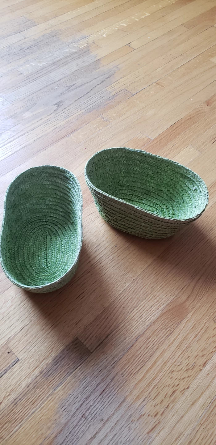 Set of 2 Green Woven Oval Baskets - photo 2