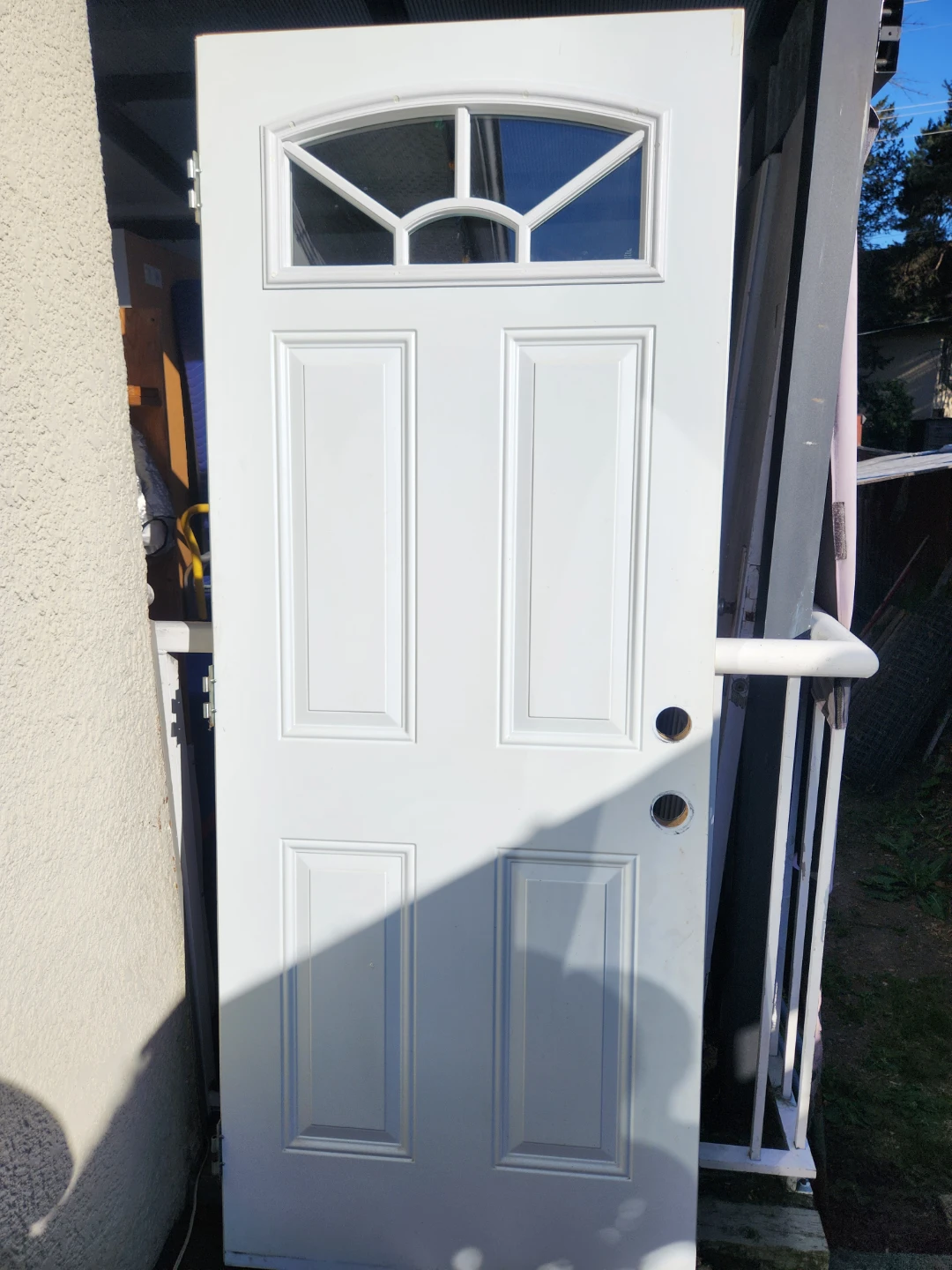 White exterior door with arched window - photo 3