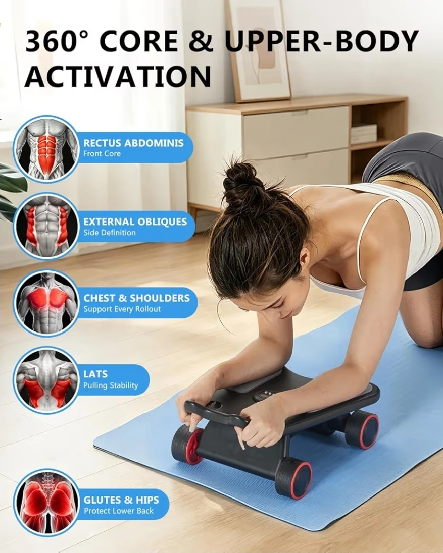 Upgraded Automatic Rebound Ab Roller with Elbow Support - photo 3