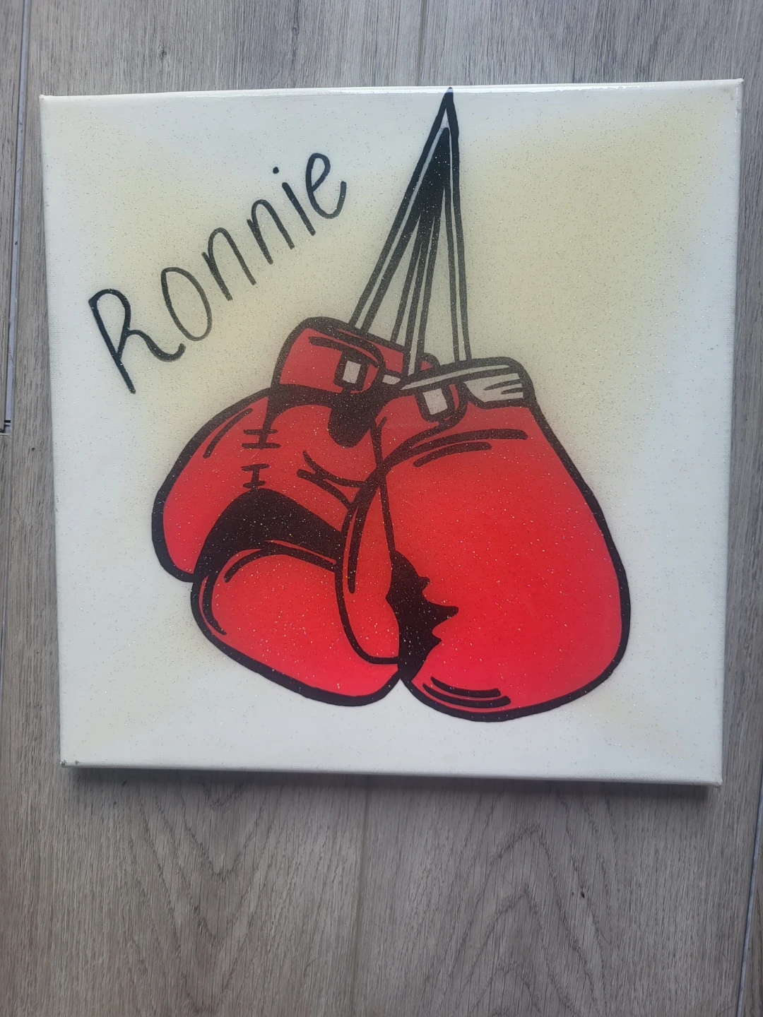 Custom Painted Boxing Gloves Canvas Art 'Ronnie'
