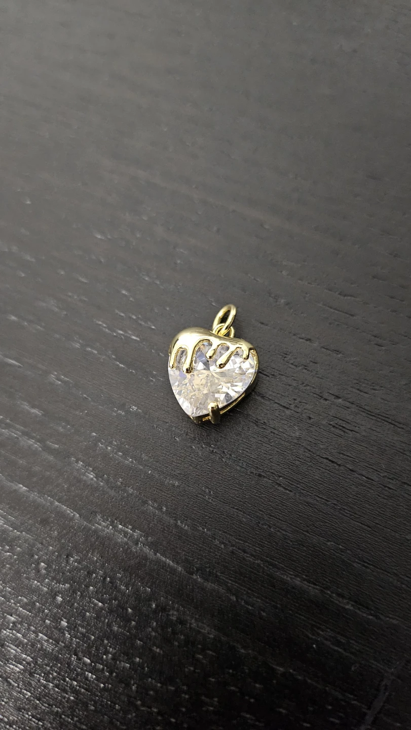 Gold with  Cubic Zirconia Heart Charm - photo 2
