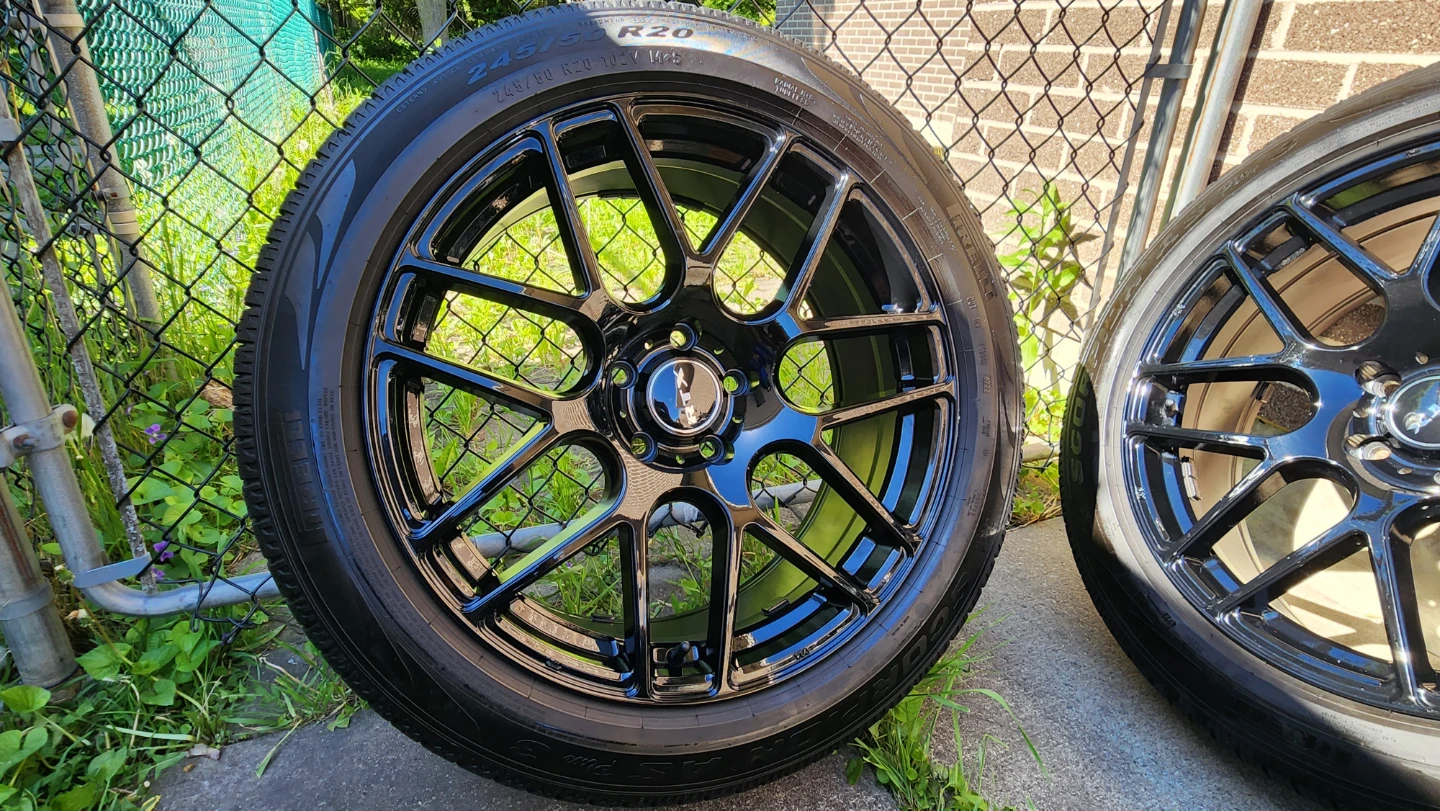 Set of 4 Gloss Black Rims with Pirelli Tires - photo 2